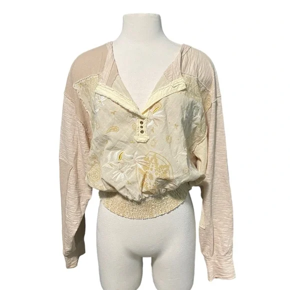 Free people embroidered tan top sz- XS - Picture 2 of 6